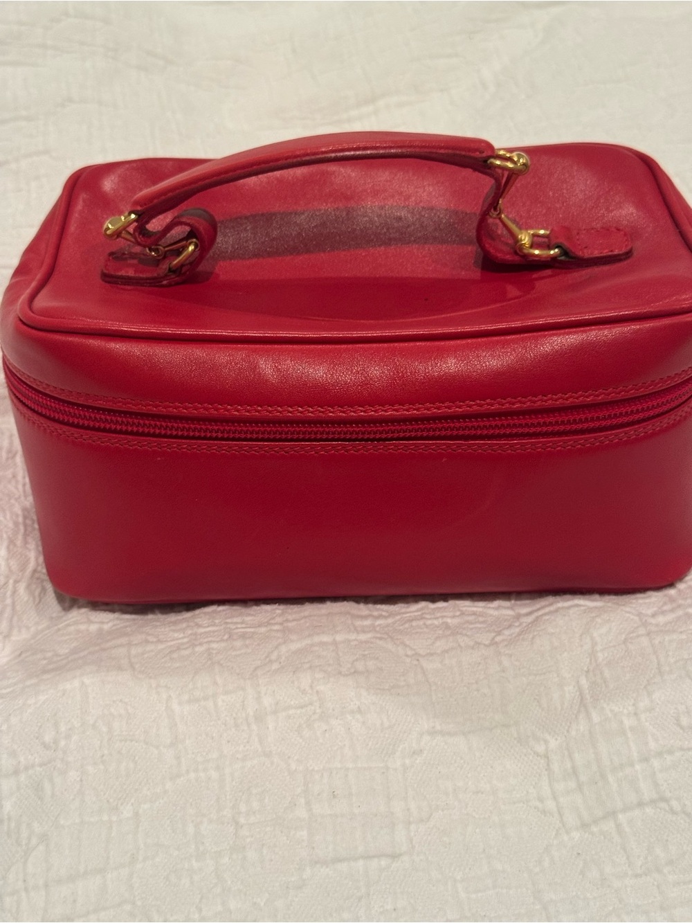 Vintage Gucci Red Leather Horsebit Vanity Case